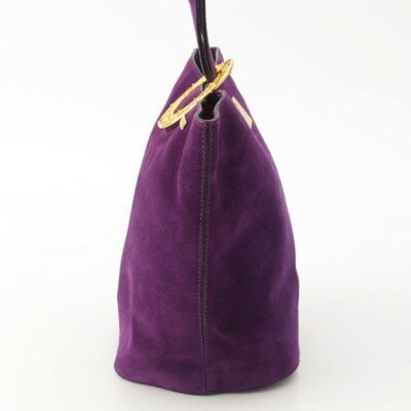 Celine Circle Logo Plate Suede Shoulder Bag Purple - Picture 3 of 10